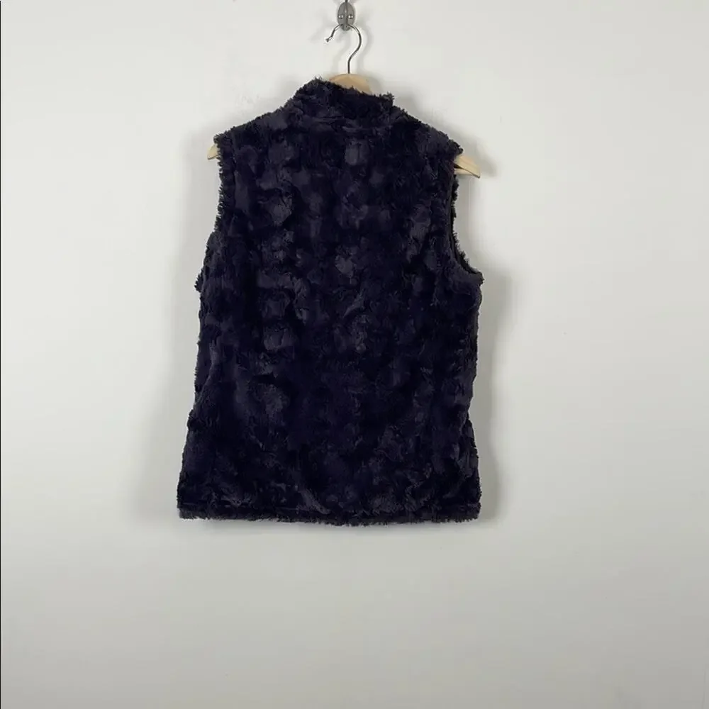 The North Face Reversible Fluffy Womens S Blue Fleece Vest with Pink Full Zipper